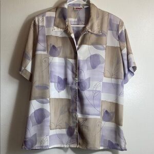 Vintage Alia petite Purple and Tan Blouse